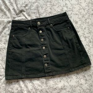 Black High-Waisted Denim A-Line Skirt